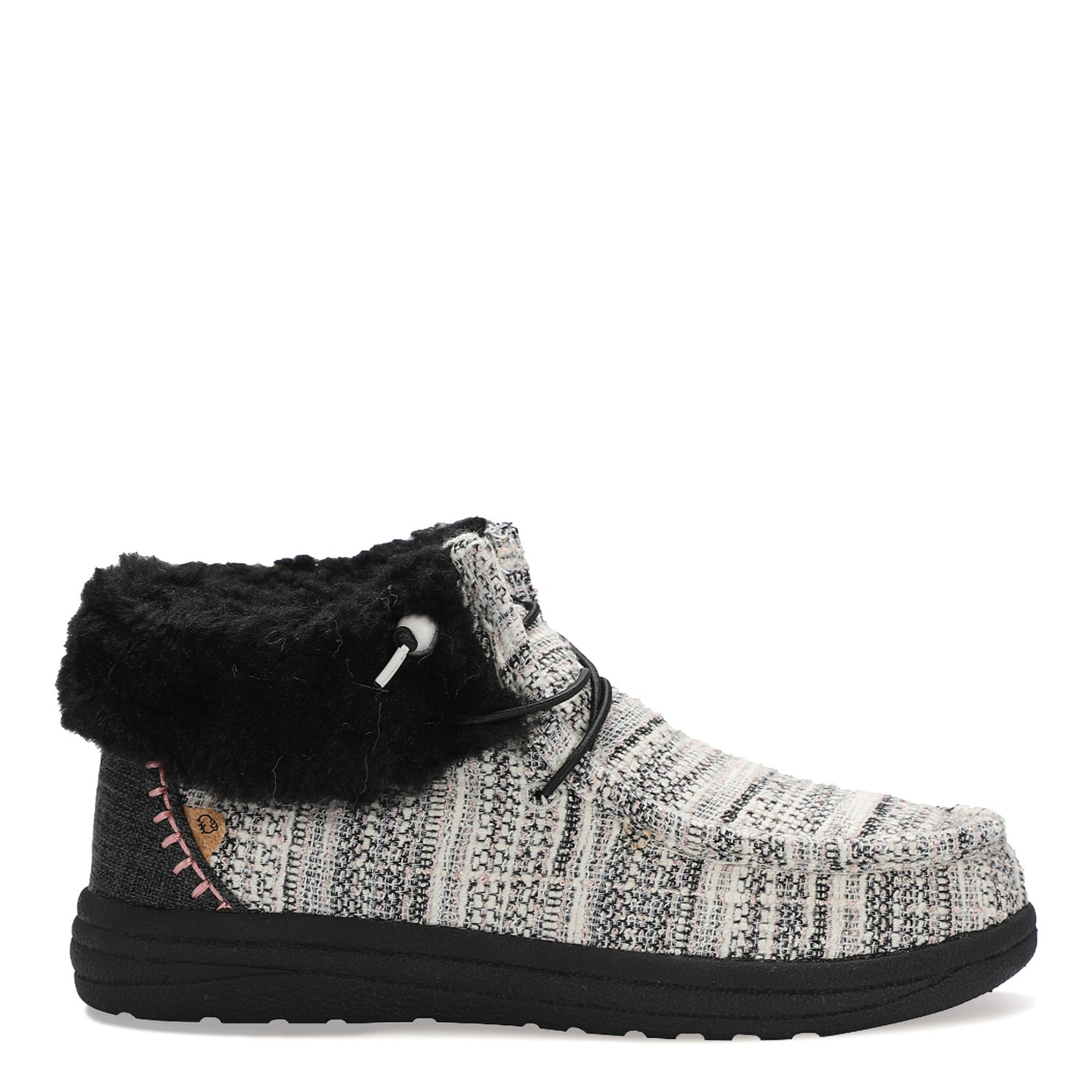 Peltz Shoes  Women's Lamo Cassidy Slipper Black White Multi EW2152-BLKM