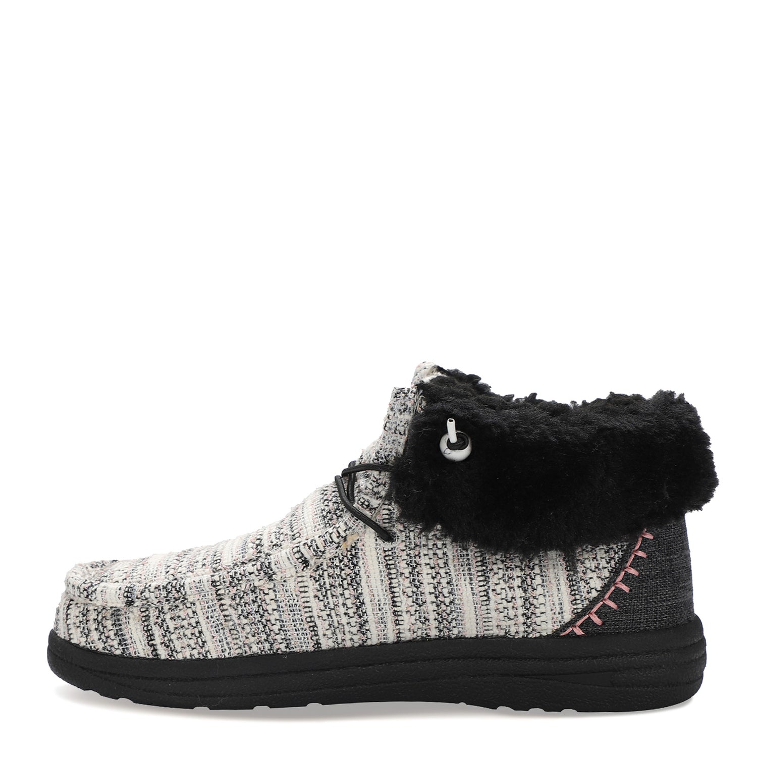 Peltz Shoes  Women's Lamo Cassidy Slipper Black White Multi EW2152-BLKM