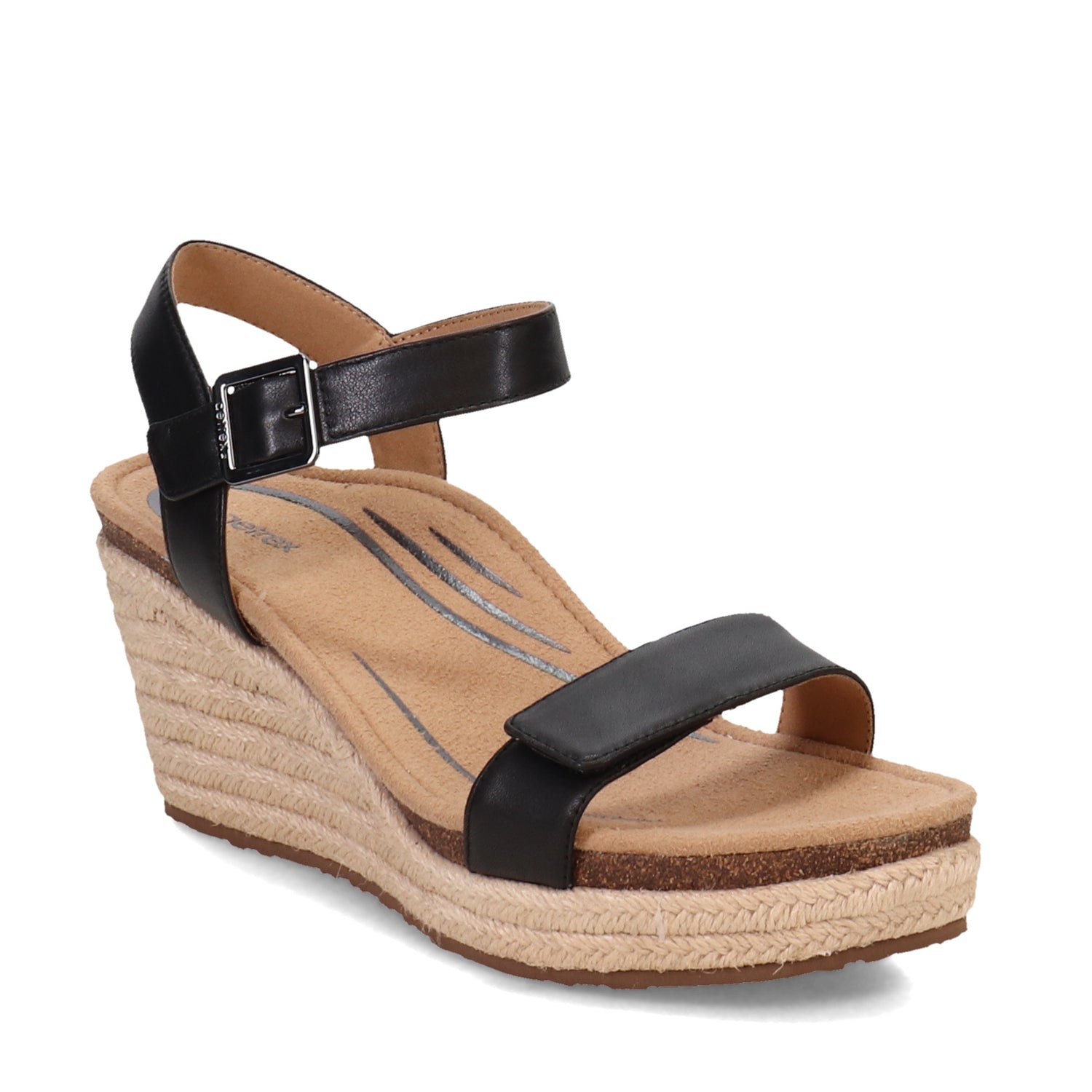 Peltz Shoes  Women's Aetrex Sydney Sandal BLACK EW750