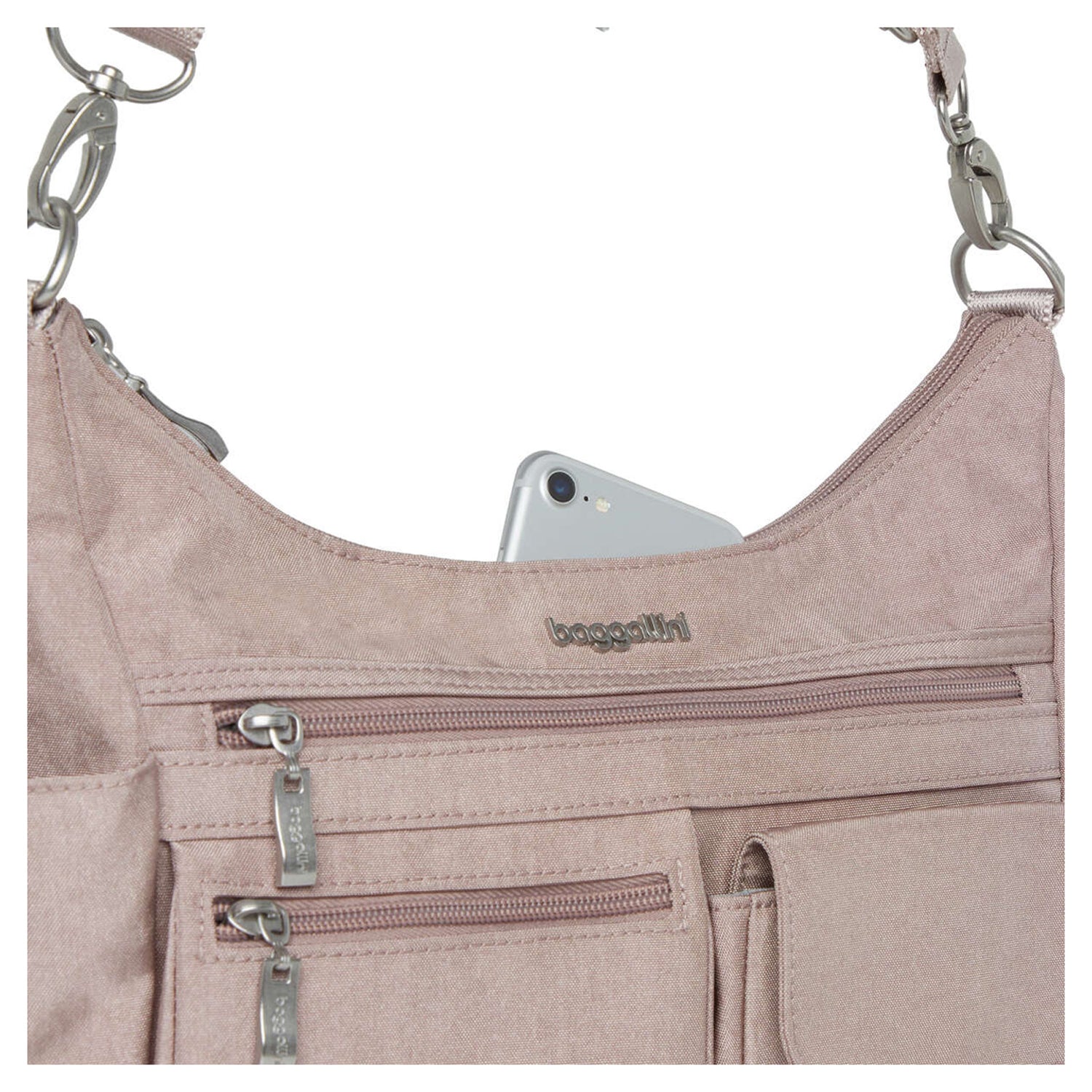 Peltz Shoes  Baggilini Modern Everywhere Hobo Bag BLUSH SHIMMER EWH710-BLSH SHM