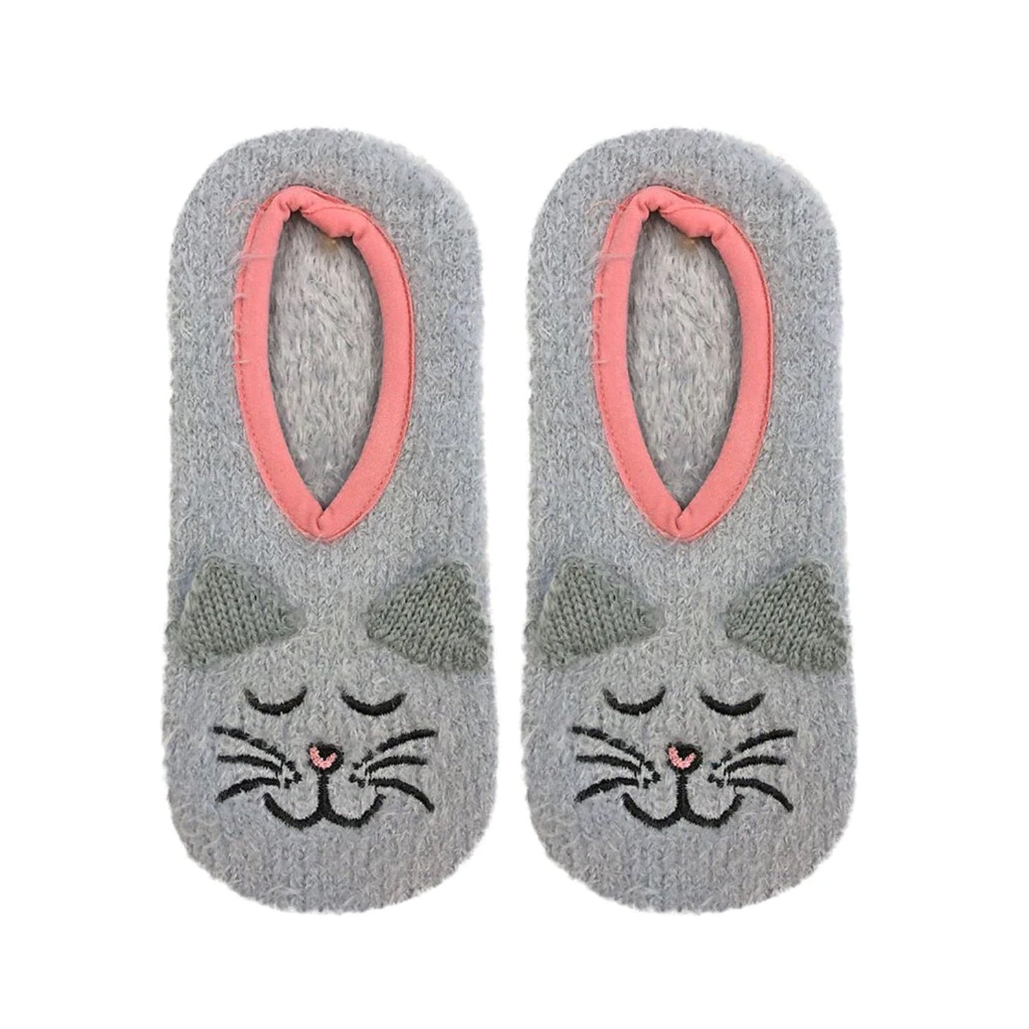 Peltz Shoes  Unisex Living Royal Fuzzy Slipper Socks Grey Cats F01A