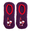 Peltz Shoes  Unisex Living Royal Fuzzy Slipper Socks Purple Wine Glasses F33A