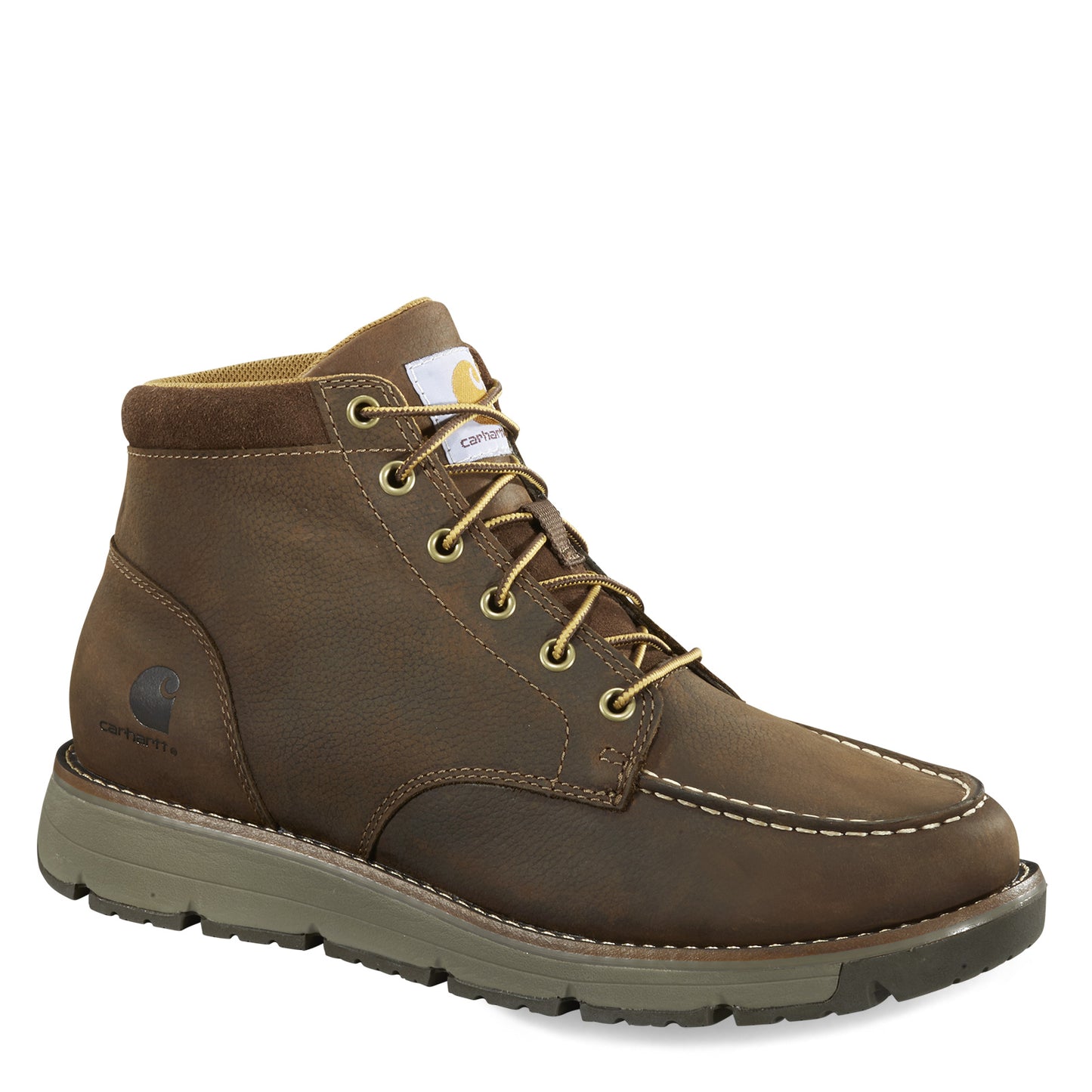 Peltz Shoes  Men's Carhartt Millbrook 5in Soft Moc Toe Wedge Work Boot DARK BROWN FM5010-M