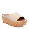 Peltz Shoes  Women's FitFlop Eloise Cork Wrap Wedge Slide Beige FT5-A20