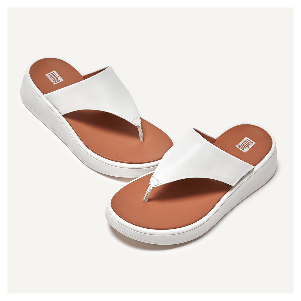 Women's FitFlop F-Mode Flatform Toe-Post Sandal CREAM FW4-477