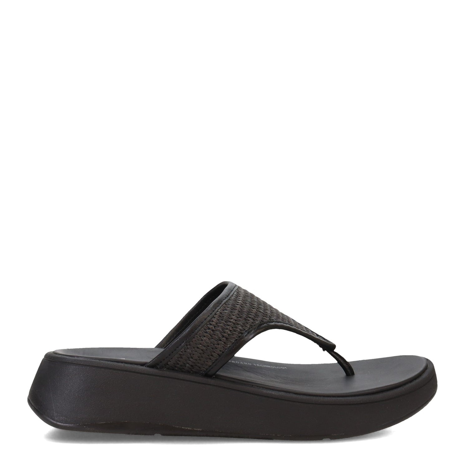 FitFlop™ Women's F-Mode Luxe Leather Flatform Toe-Post Sandal,  All Black, Size 5