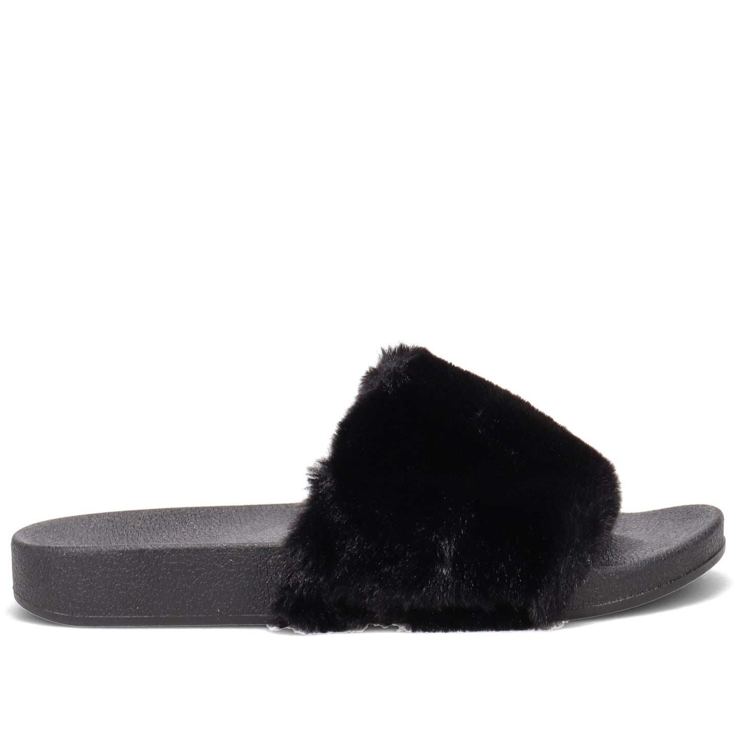 Peltz Shoes  Women's Madden Girl Fancy Faux Fur Sandal BLACK FANCY F-BLACK