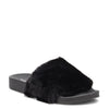 Peltz Shoes  Women's Madden Girl Fancy Faux Fur Sandal BLACK FANCY F-BLACK