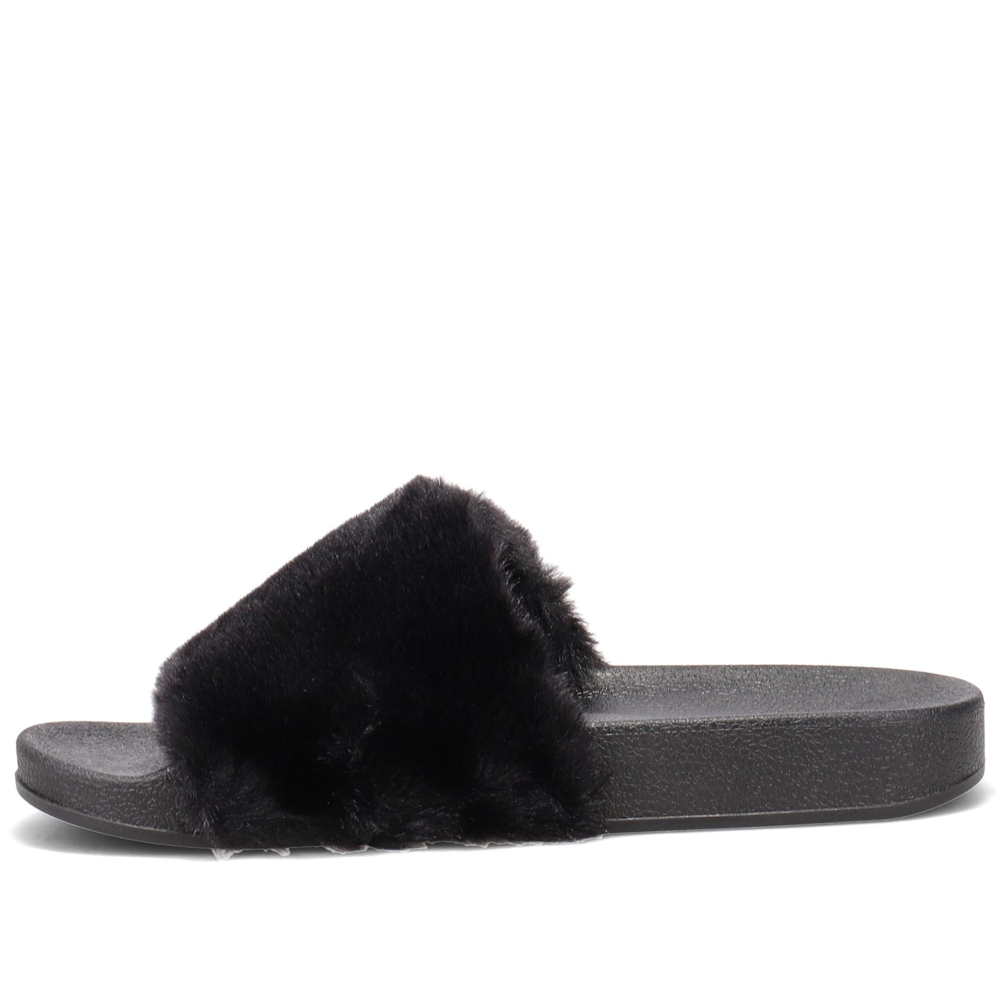 Peltz Shoes  Women's Madden Girl Fancy Faux Fur Sandal BLACK FANCY F-BLACK