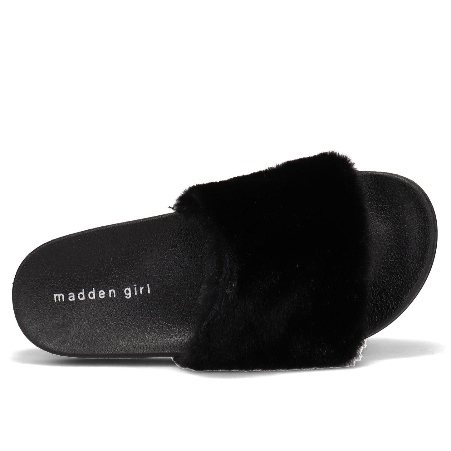 Peltz Shoes  Women's Madden Girl Fancy Faux Fur Sandal BLACK FANCY F-BLACK