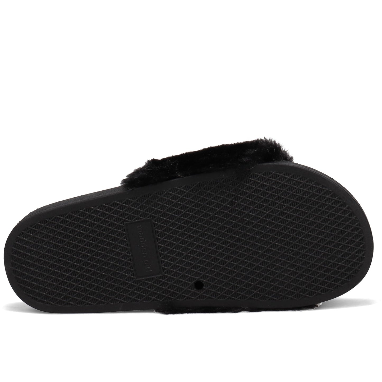 Peltz Shoes  Women's Madden Girl Fancy Faux Fur Sandal BLACK FANCY F-BLACK