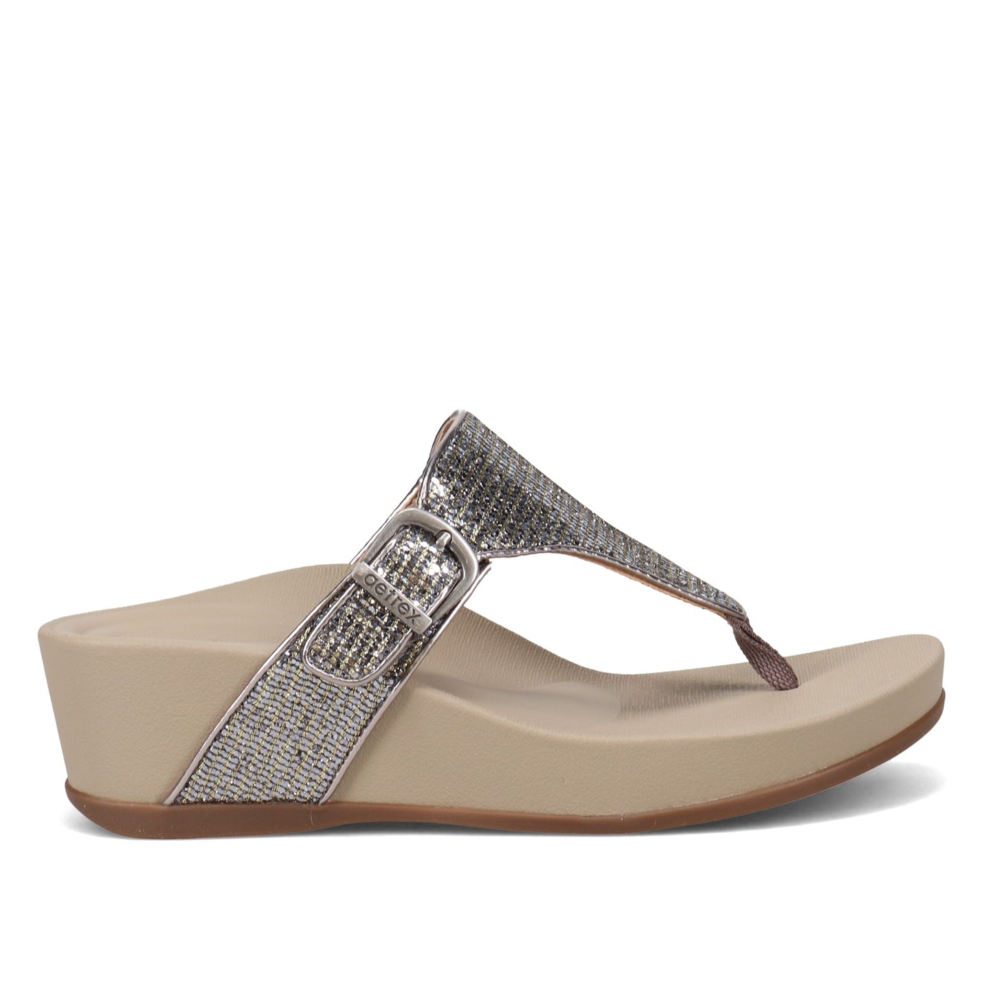 Peltz Shoes  Women's Aetrex Kate Sandal SILVER FW106