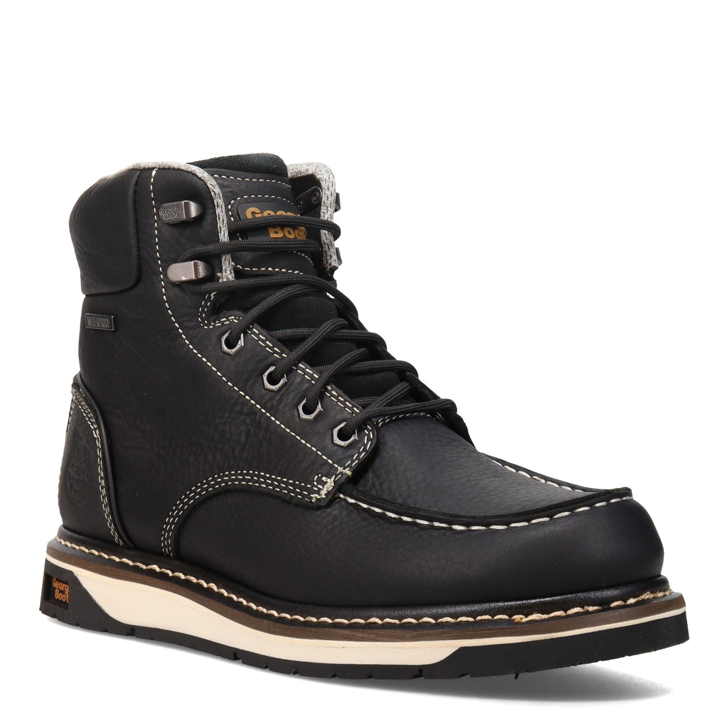 Peltz Shoes  Men's Georgia Boot Wedge 6 Inch Moc Toe Work Boot BLACK GB00475