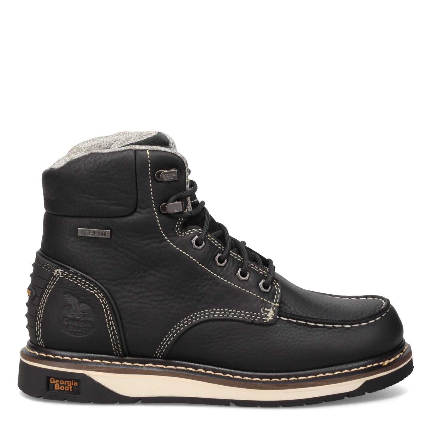Peltz Shoes  Men's Georgia Boot Wedge 6 Inch Moc Toe Work Boot BLACK GB00475