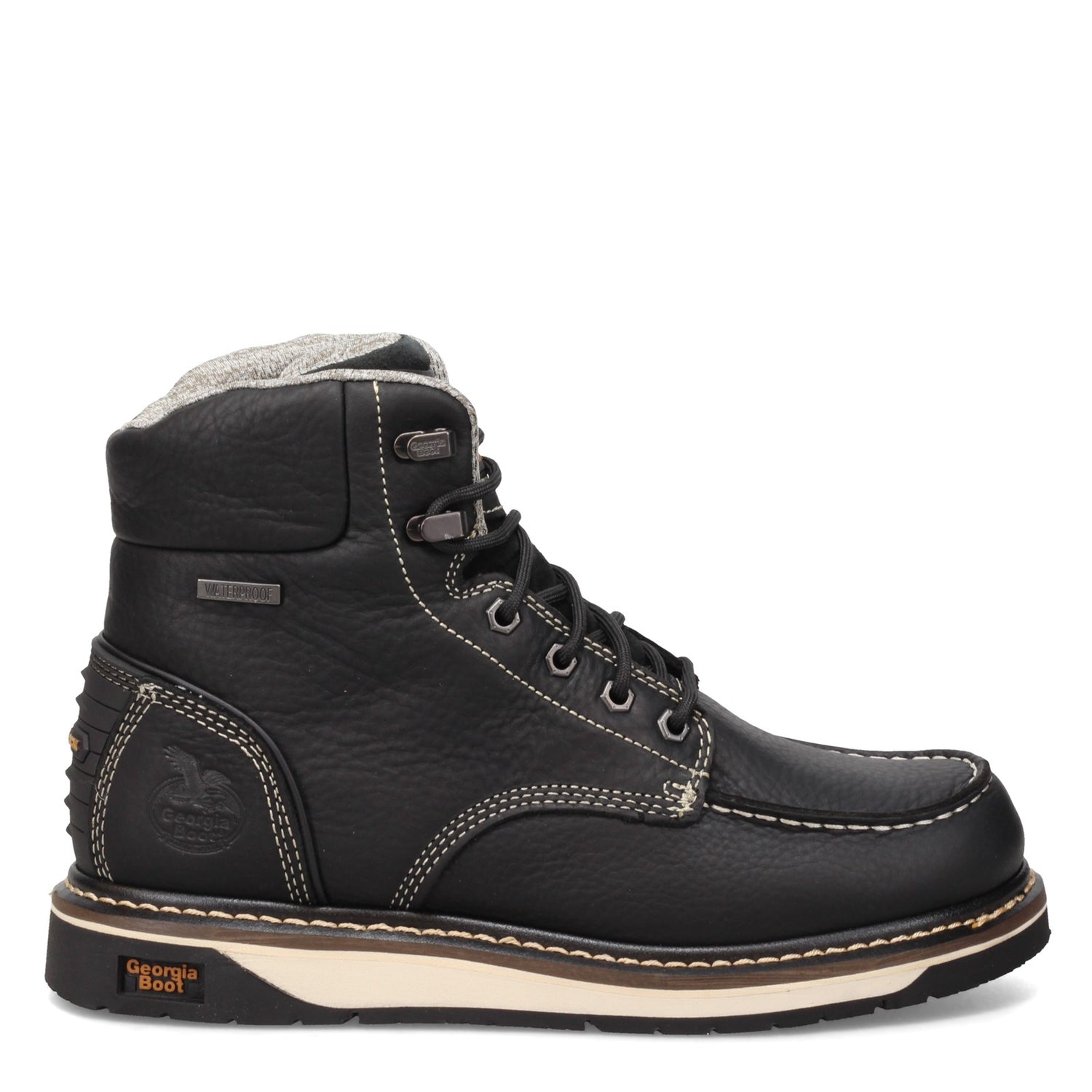 Peltz Shoes  Men's Georgia Boot Wedge 6 Inch Moc Toe Work Boot BLACK GB00475