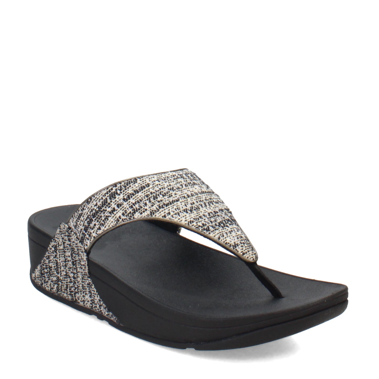 Peltz Shoes  Women's FitFlop Lulu Shimmerweave Thong Sandal Black GX5-231