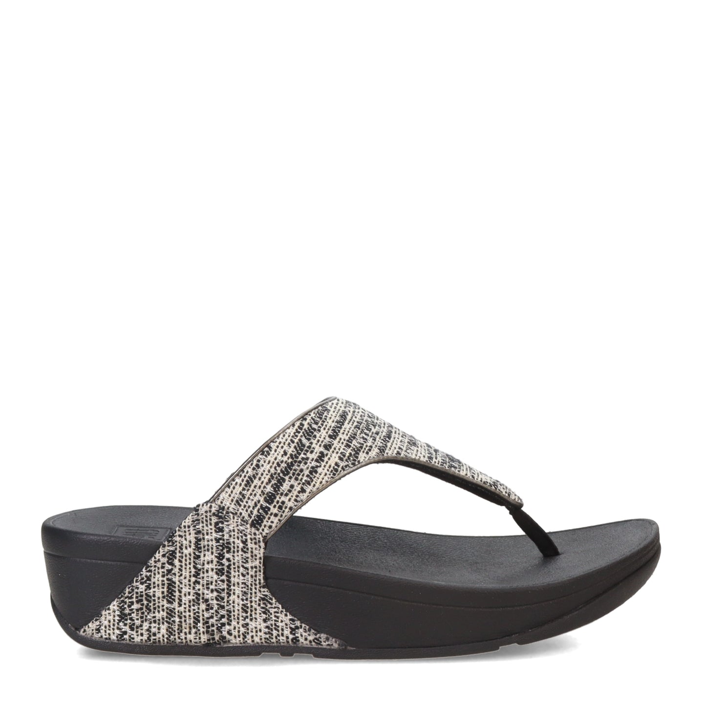 Peltz Shoes  Women's FitFlop Lulu Shimmerweave Thong Sandal Black GX5-231