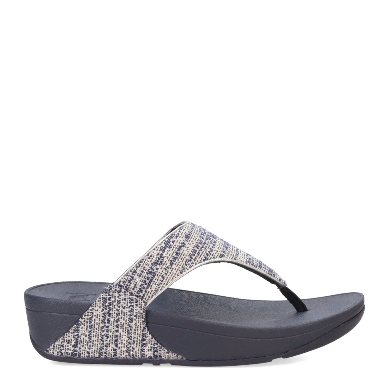 Peltz Shoes  Women's FitFlop Lulu Shimmerweave Thong Sandal Navy GX5-442