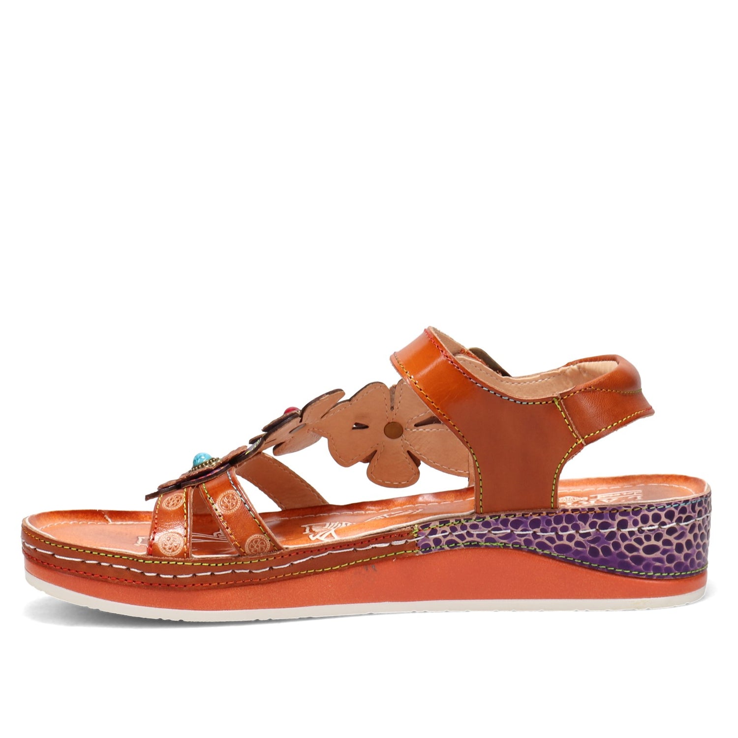 Peltz Shoes  Women's L'Artiste by Spring Step Goodie Sandal Camel Multi GOODIE-CA