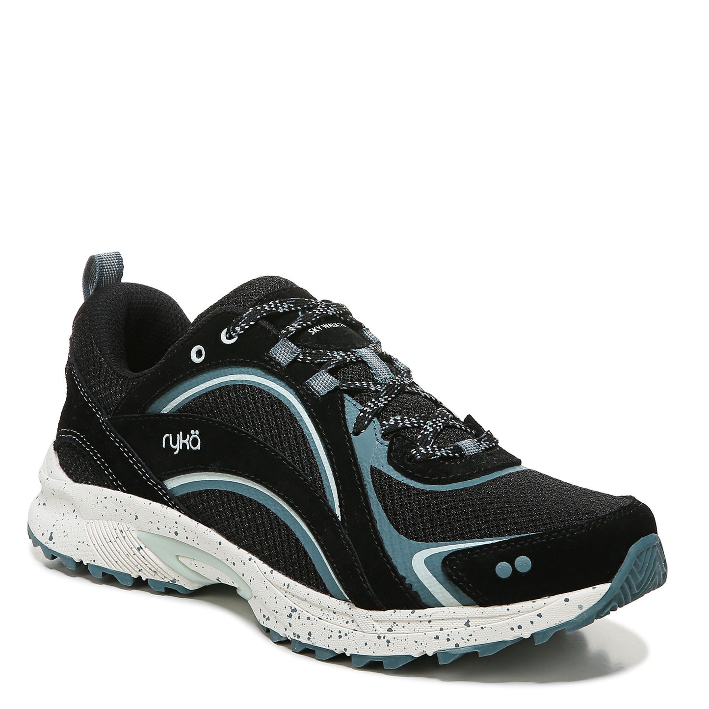 Peltz Shoes  Women's Ryka Sky Walk Trail Sneaker BLACK / BLUE H3275L1007