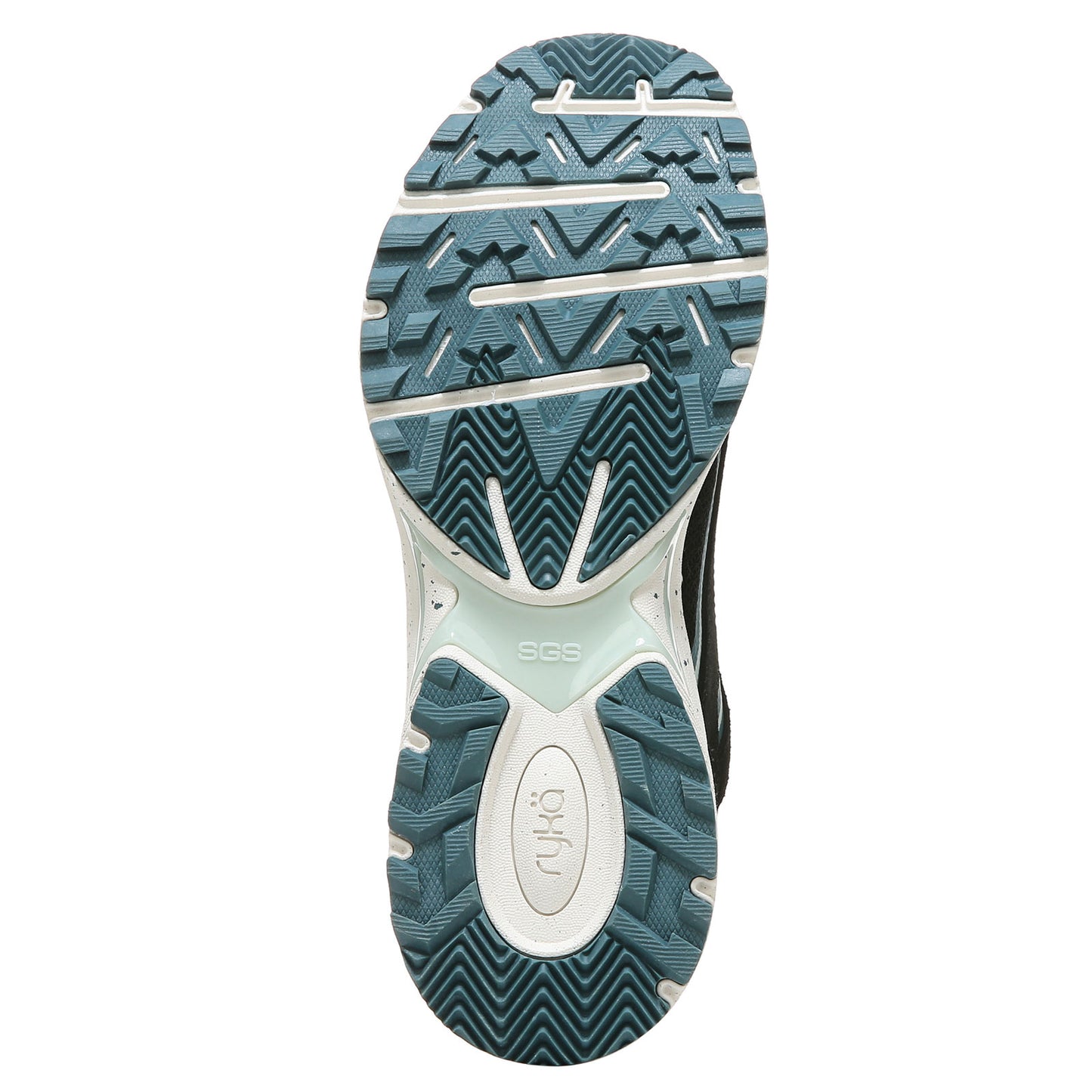 Peltz Shoes  Women's Ryka Sky Walk Trail Sneaker BLACK / BLUE H3275L1007