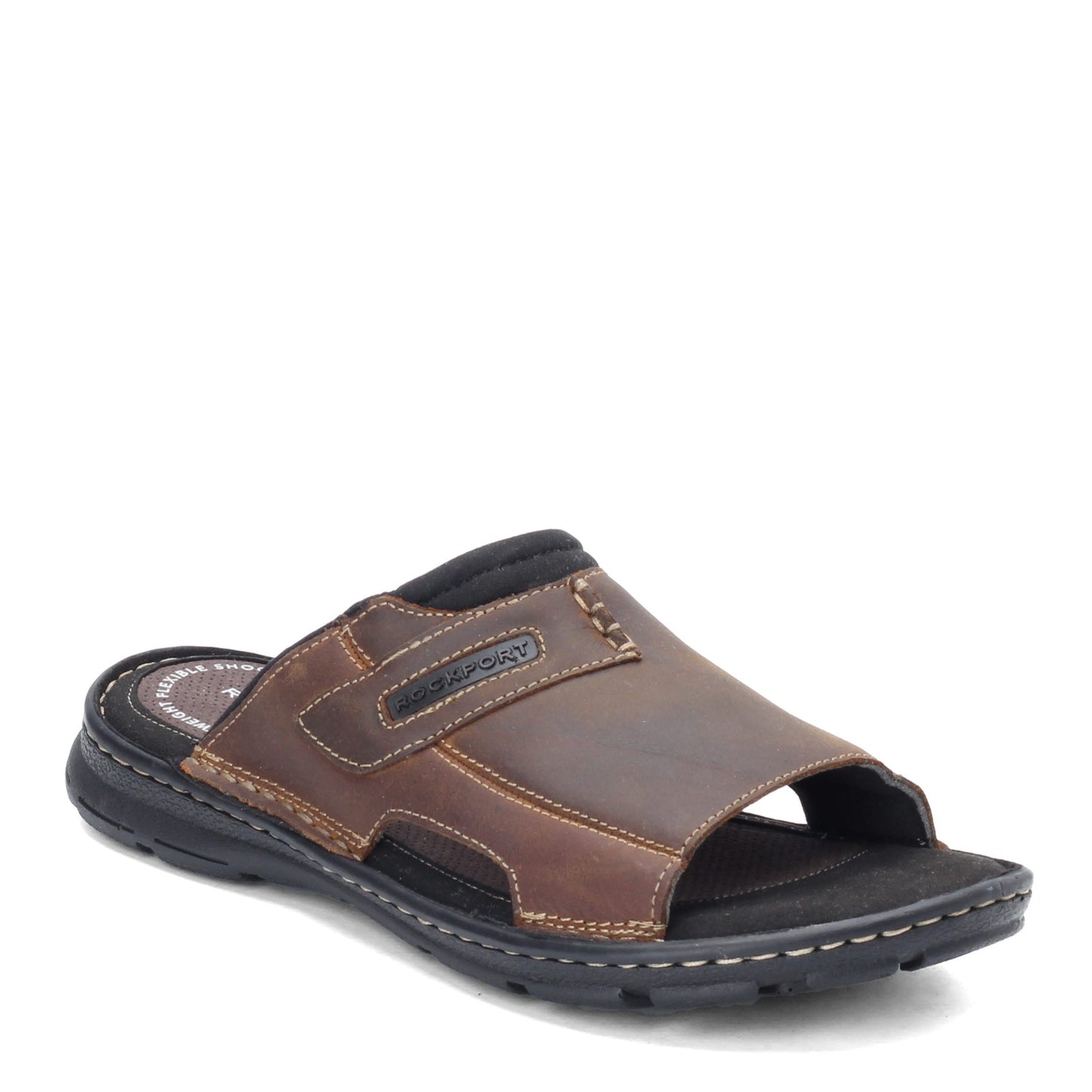 Peltz Shoes  Men's Rockport Darwyn 2 Slide BROWN H80304