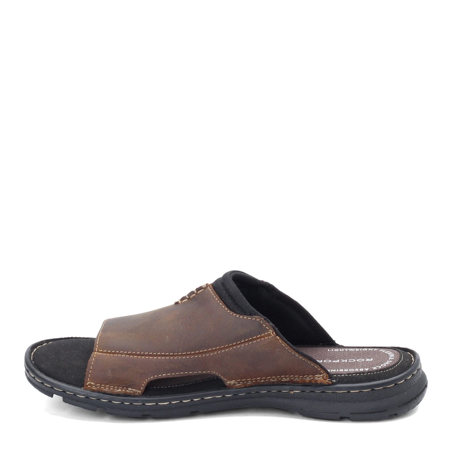 Peltz Shoes  Men's Rockport Darwyn 2 Slide BROWN H80304