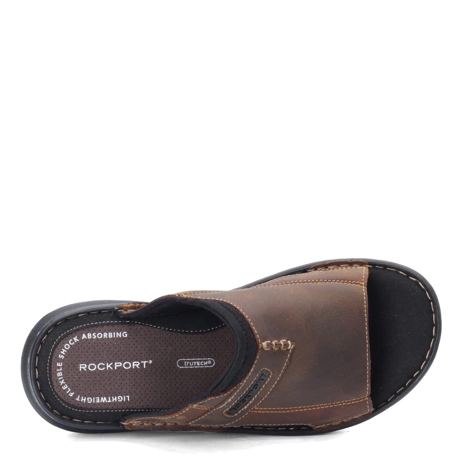 Peltz Shoes  Men's Rockport Darwyn 2 Slide BROWN H80304