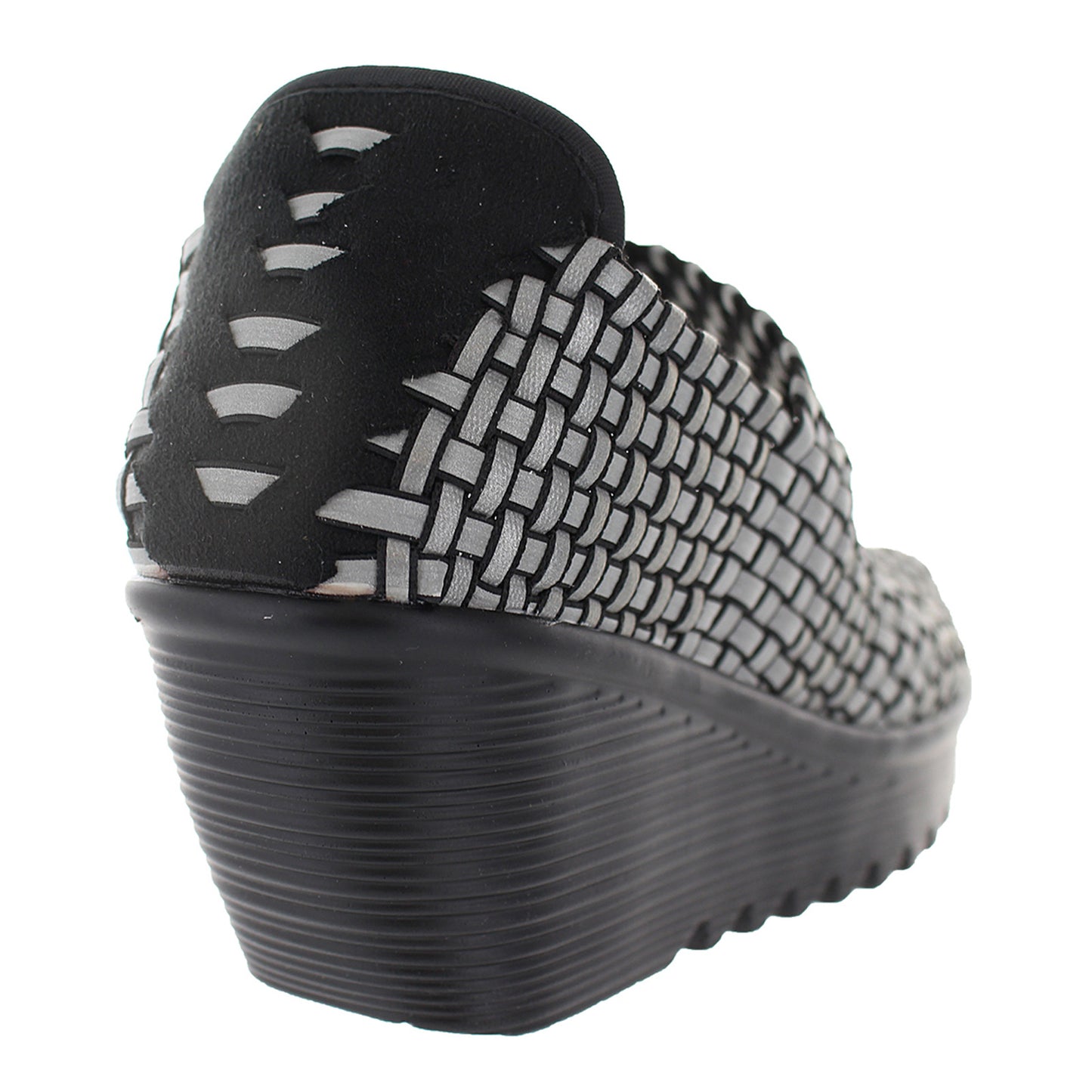 Peltz Shoes  Women's Bernie Mev Halle Sandal BLACK REFLECTIVE HALLE BLKREFL