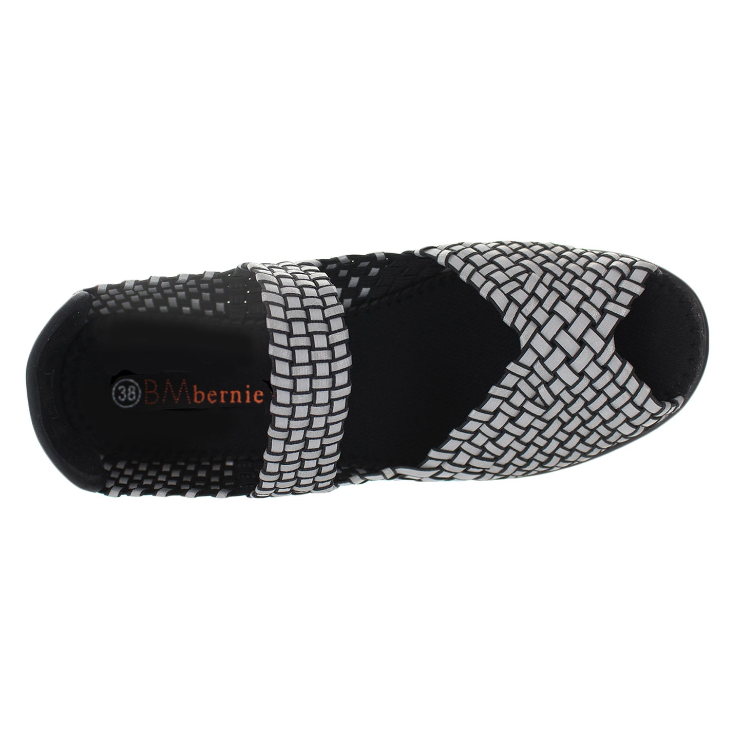 Peltz Shoes  Women's Bernie Mev Halle Sandal BLACK REFLECTIVE HALLE BLKREFL