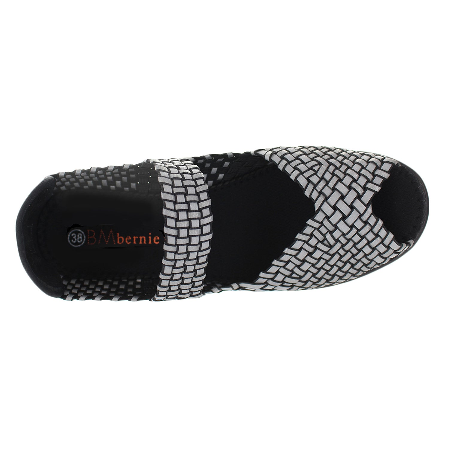 Peltz Shoes  Women's Bernie Mev Halle Sandal BLACK REFLECTIVE HALLE BLKREFL