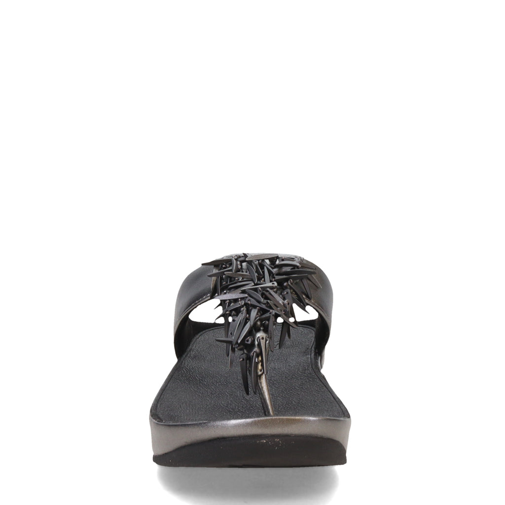 Women's FitFlop Rumba Beaded Toe-Post Sandal PEWTER BLACK HI7-B06