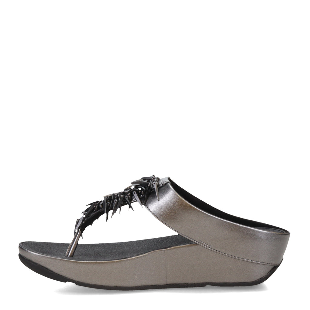 Women's FitFlop Rumba Beaded Toe-Post Sandal PEWTER BLACK HI7-B06