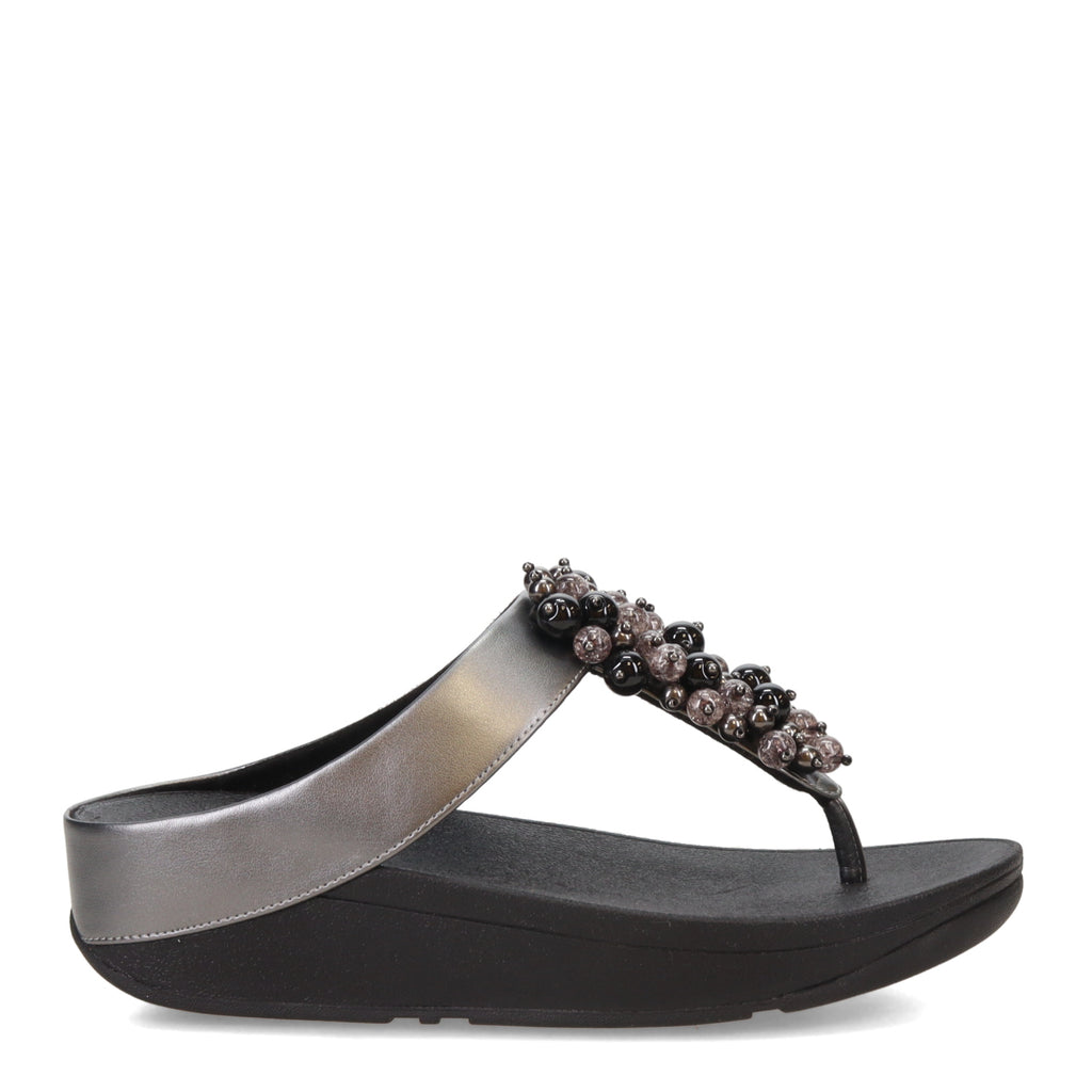Women's FitFlop Fino Bauble Toe-Post Sandal PEWTER BLACK HI9-B06