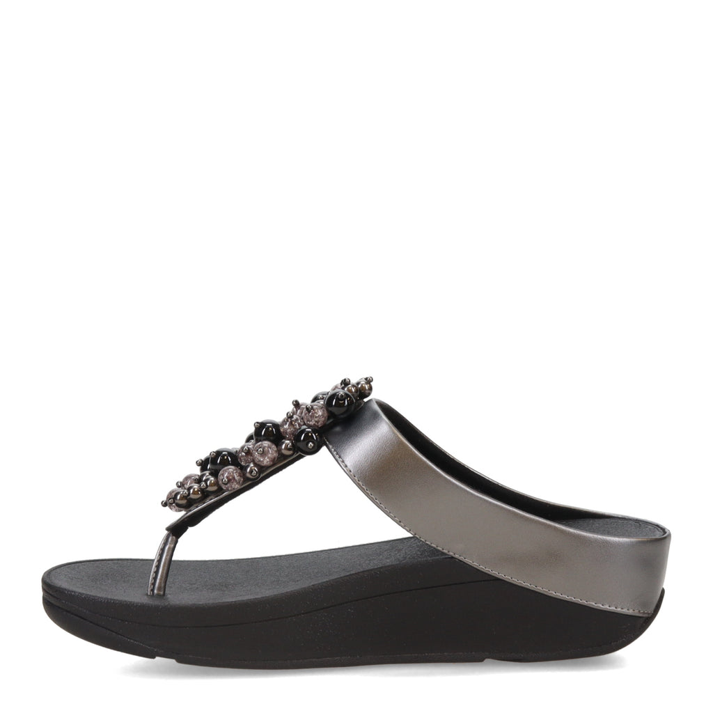 Women's FitFlop Fino Bauble Toe-Post Sandal PEWTER BLACK HI9-B06