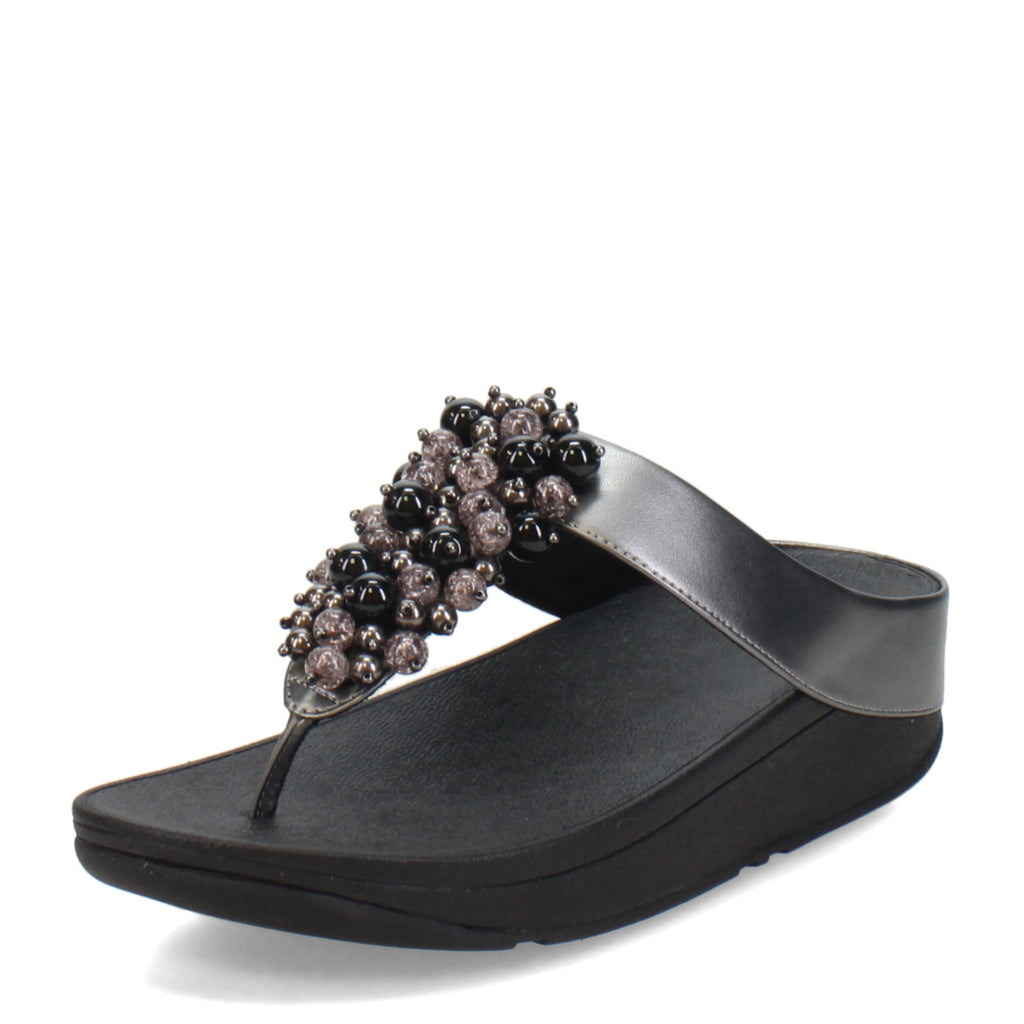 Women's FitFlop Fino Bauble Toe-Post Sandal PEWTER BLACK HI9-B06
