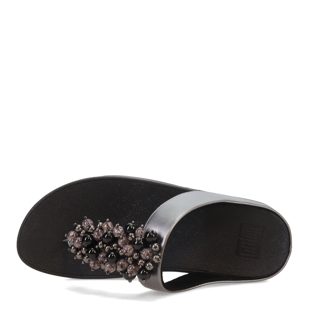 Women's FitFlop Fino Bauble Toe-Post Sandal PEWTER BLACK HI9-B06