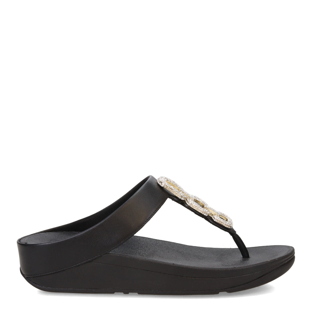 Women's FitFlop Fino Crystal Chain Toe-Post Sandal BLACK HX2-001