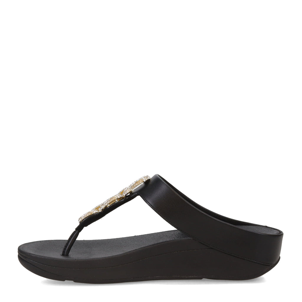 Women's FitFlop Fino Crystal Chain Toe-Post Sandal BLACK HX2-001