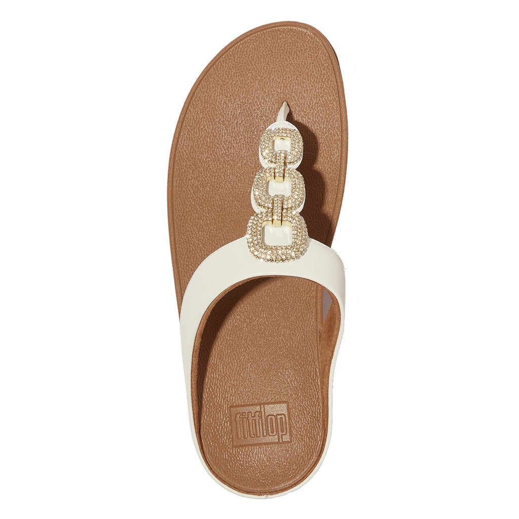 Women's FitFlop Fino Crystal Chain Toe-Post Sandal URBAN WHITE HX2-194