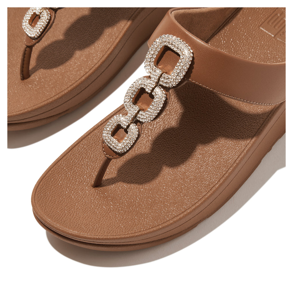 Women's FitFlop, Fino Crystal Chain Toe-Post Sandal