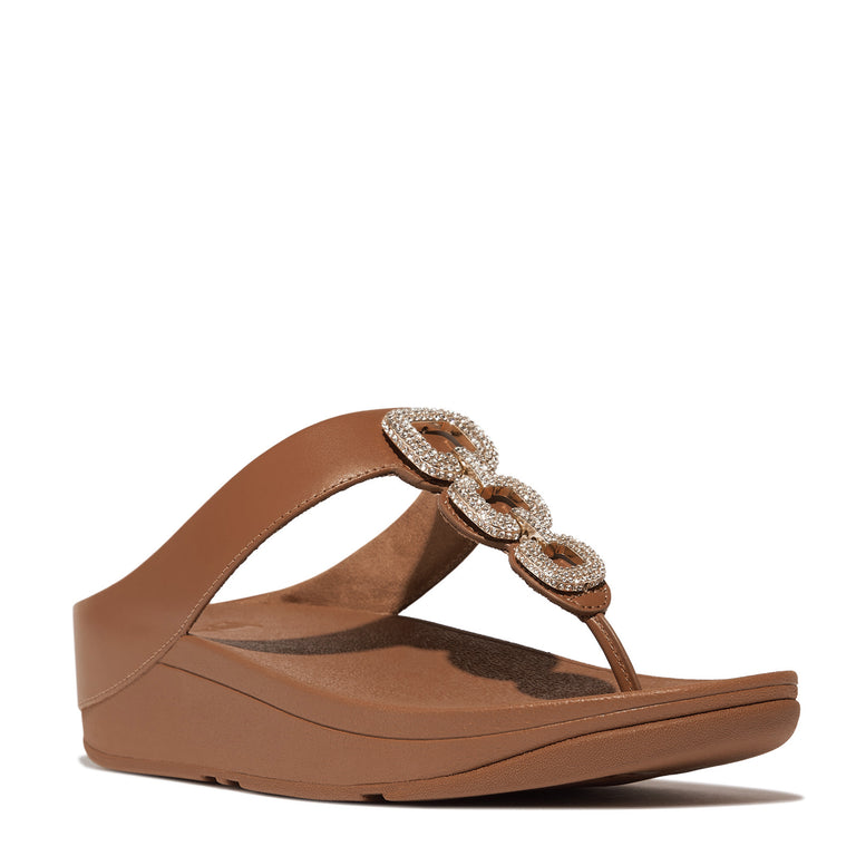 Women's FitFlop, Fino Crystal Chain Toe-Post Sandal