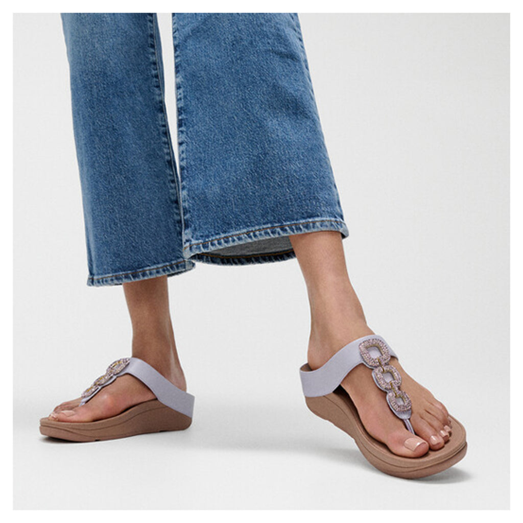 Women's FitFlop, Fino Crystal Chain Toe-Post Sandal