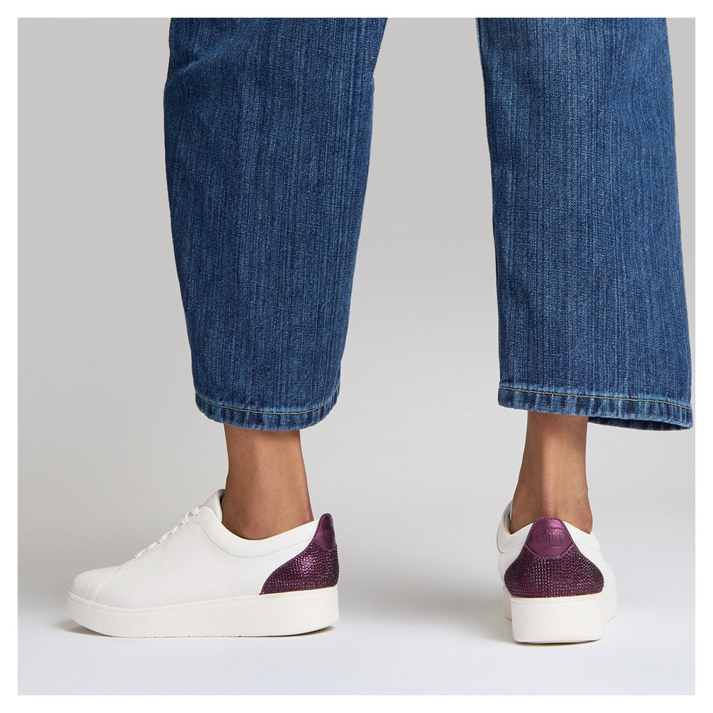 Women's FitFlop, Rally Crystal Backtab Leather Sneaker