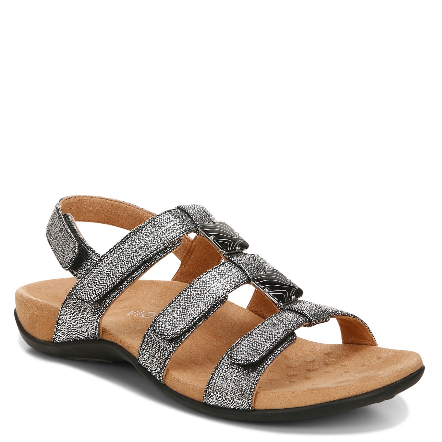 Peltz Shoes  Women's Vionic Amber Sandal BLACK METALLIC I0924S1001