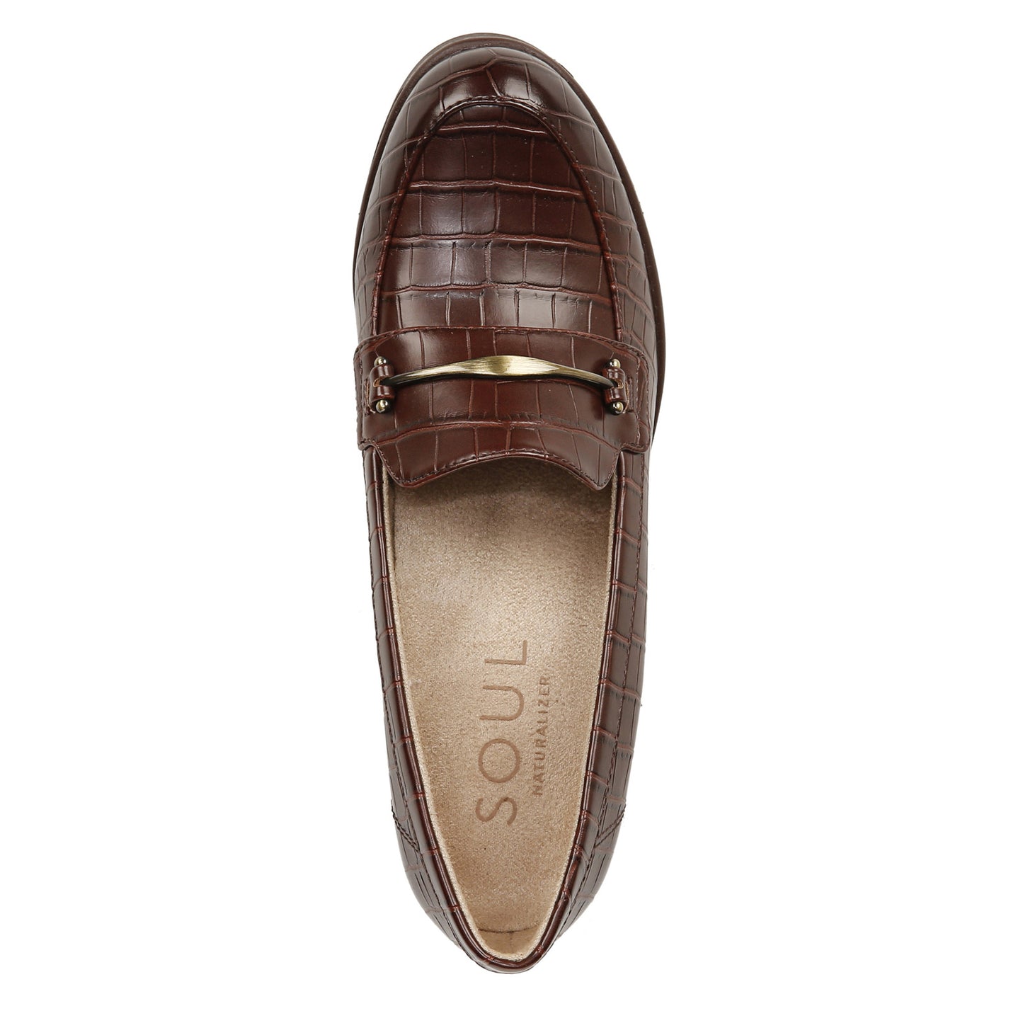 Peltz Shoes  Women's SOUL Naturalizer Achieve Loafer BROWN CROCO I2177S3201