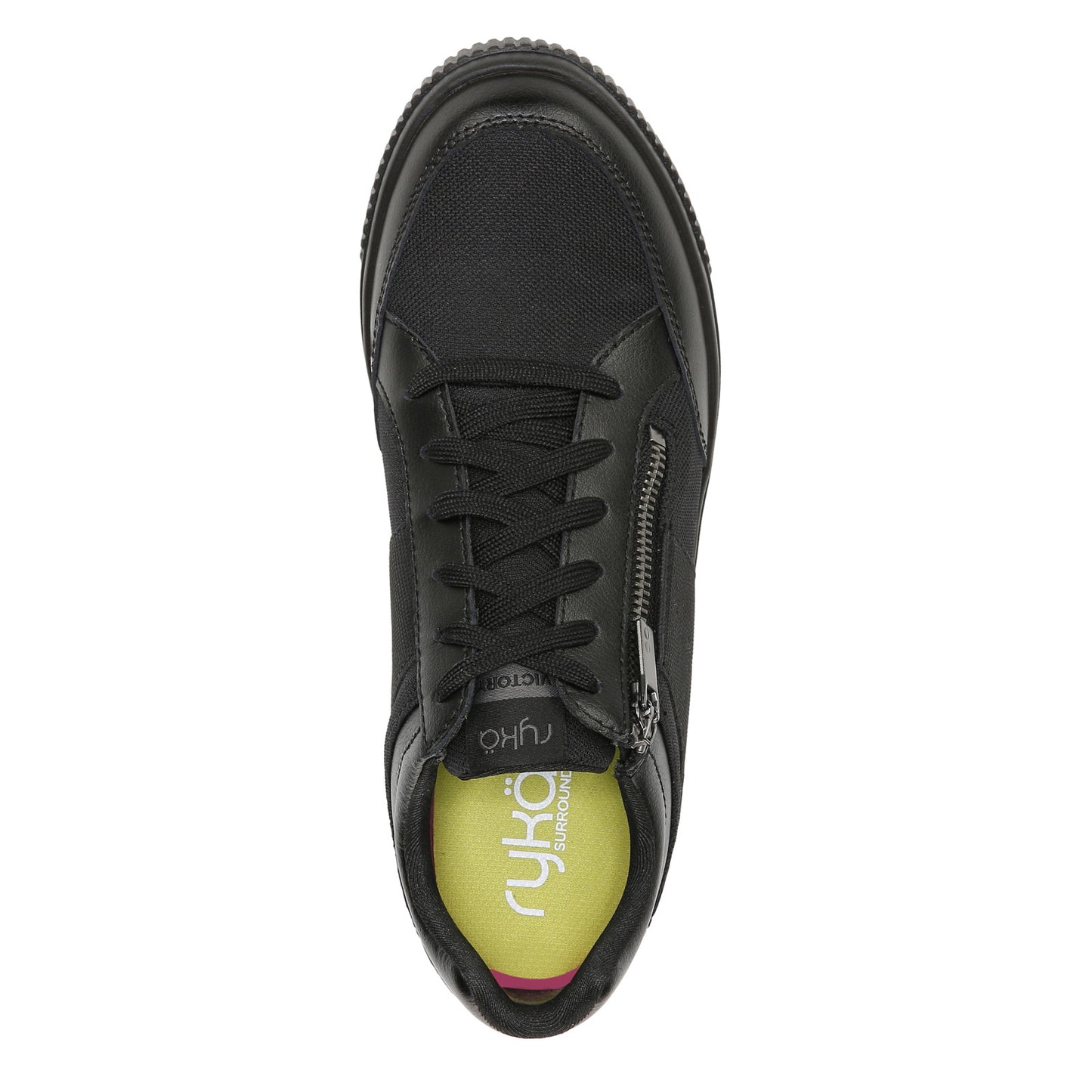Peltz Shoes  Women's Ryka Victory Sneaker Black/Black I4134L1003