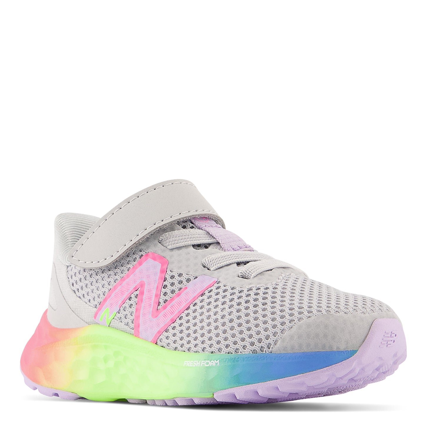 Peltz Shoes  Girl's New Balance Arishi Fresh Foam v4 Sneaker - Toddler Aluminum / Pastel Multi IAARIKG4
