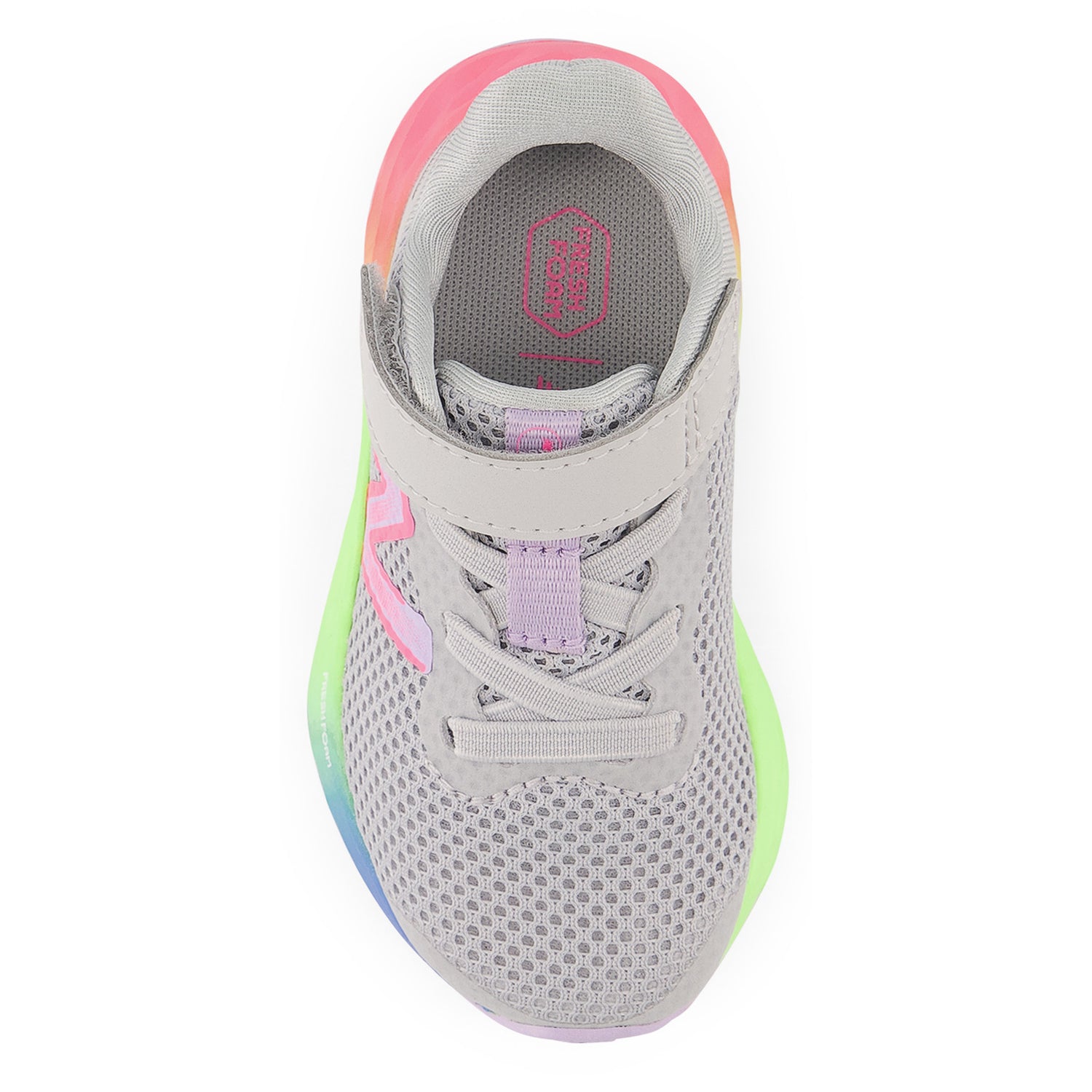Peltz Shoes  Girl's New Balance Arishi Fresh Foam v4 Sneaker - Toddler Aluminum / Pastel Multi IAARIKG4