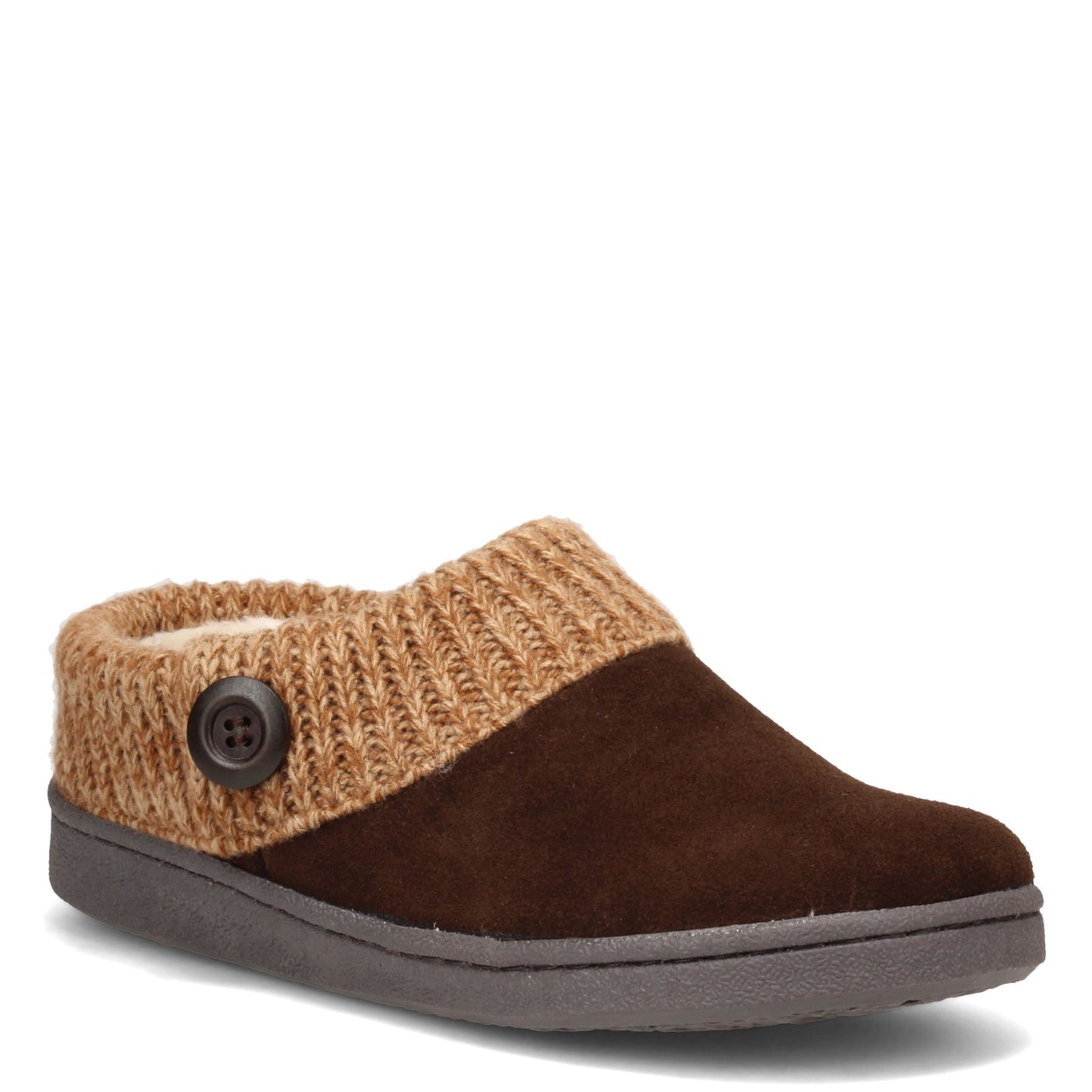 Peltz Shoes  Women's Clarks Sweater Collar Slipper MOCHA ICL31459A-MOCHA